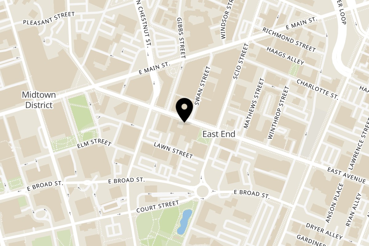 Map showing the location of 3 Daughters Tap and Tavern on 109 East Ave in Rochester